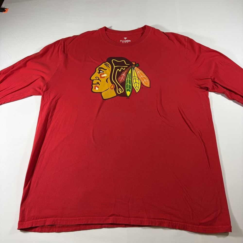 Chicago Blackhawks Fanatics Shirt Men's Long Sleeve Tee Crew Neck NHL Red XL